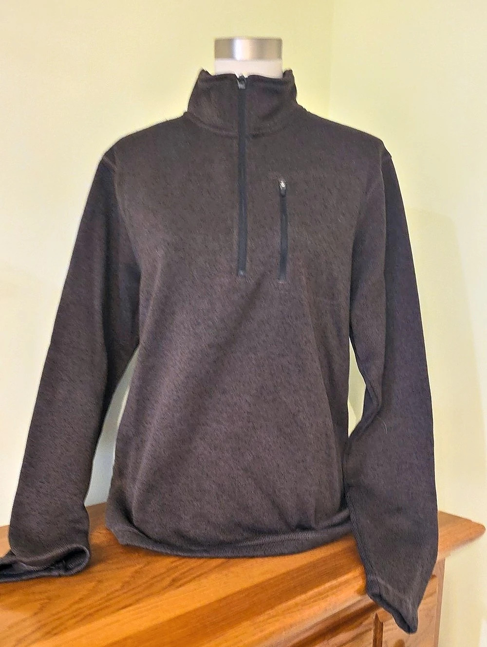 Eddie Bauer Sweater Fleece 1/4-Zip Men's Pullover Brown Large